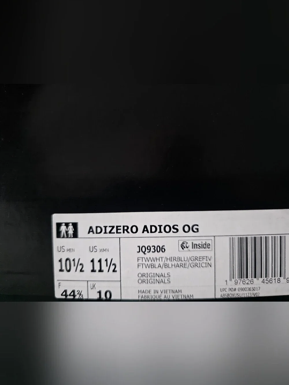 Adidas Adizero Adios OG Unisex Sneaker, M10.5/W11.5 NEW!